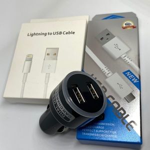 iPhone Lightning Cbl, Fast Android Cbl, Car Port